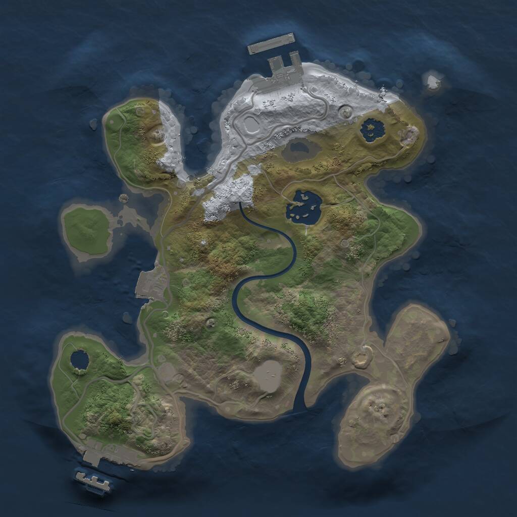 Rust Map: Procedural Map, Size: 2200, Seed: 7382778, 4 Monuments