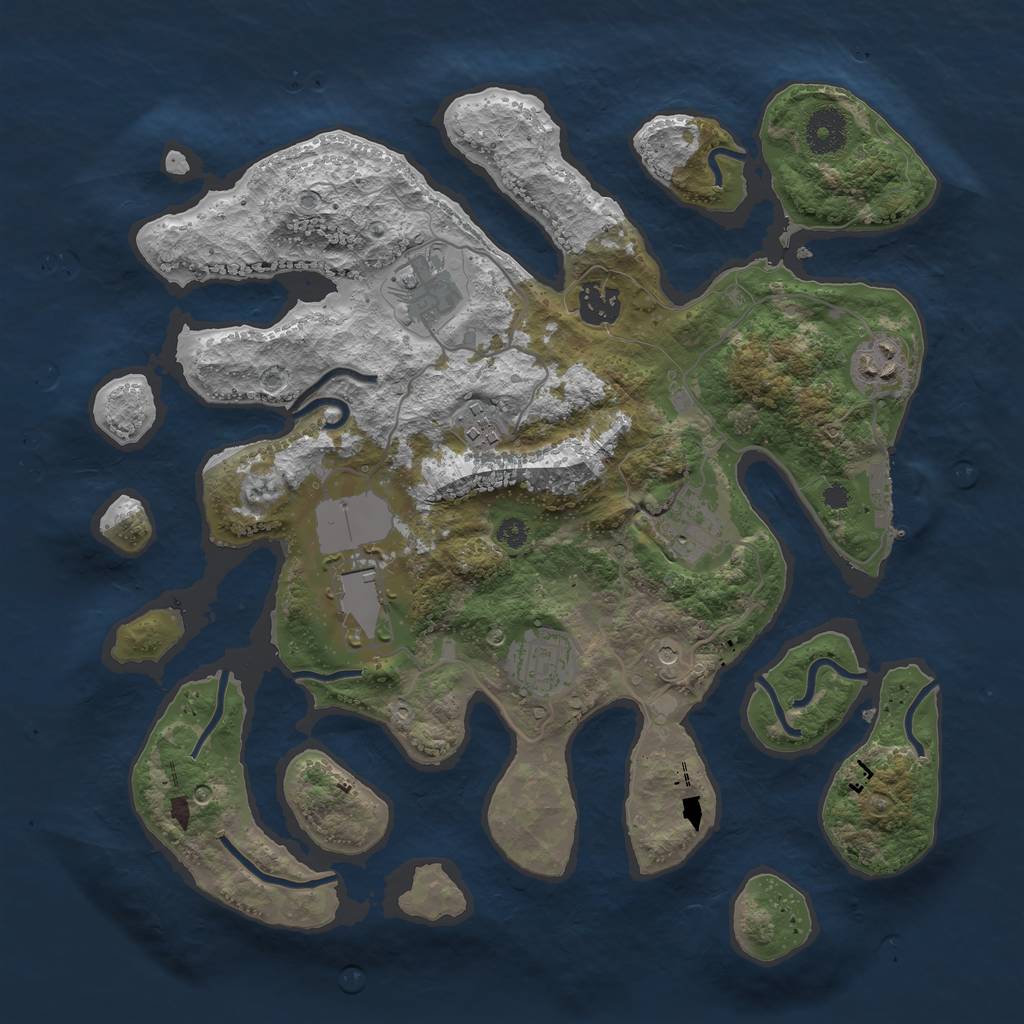 Rust Map: Procedural Map, Size: 3500, Seed: 349121, 11 Monuments