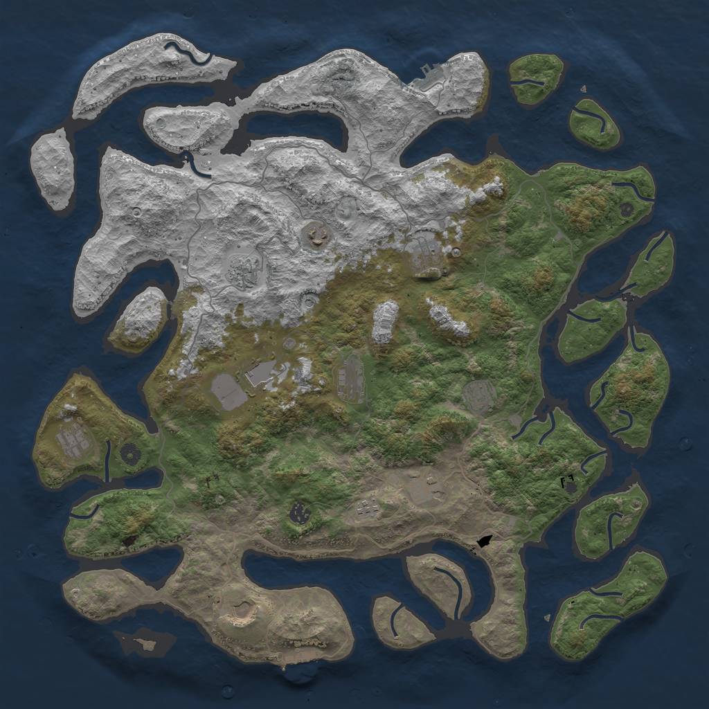 Rust Map: Procedural Map, Size: 5000, Seed: 65946, 16 Monuments