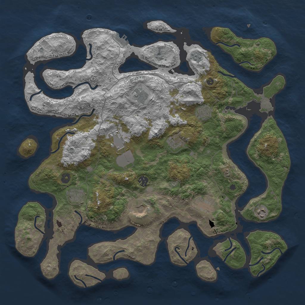 Rust Map: Procedural Map, Size: 4500, Seed: 1525601655, 14 Monuments