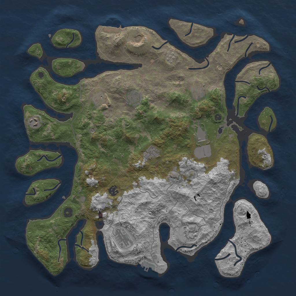 Rust Map: Procedural Map, Size: 4500, Seed: 375253842, 16 Monuments