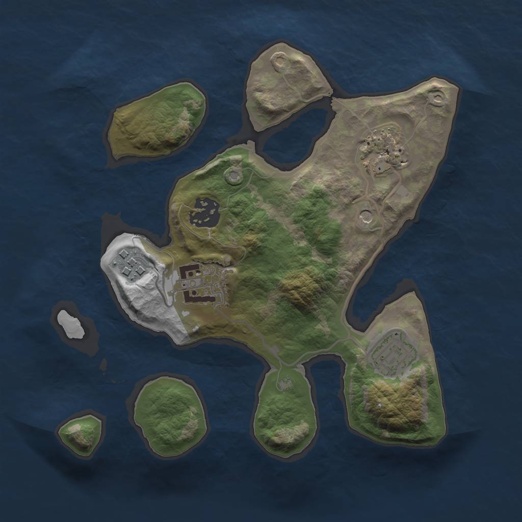 Rust Map: Barren, Size: 2500, Seed: 4565544, 8 Monuments