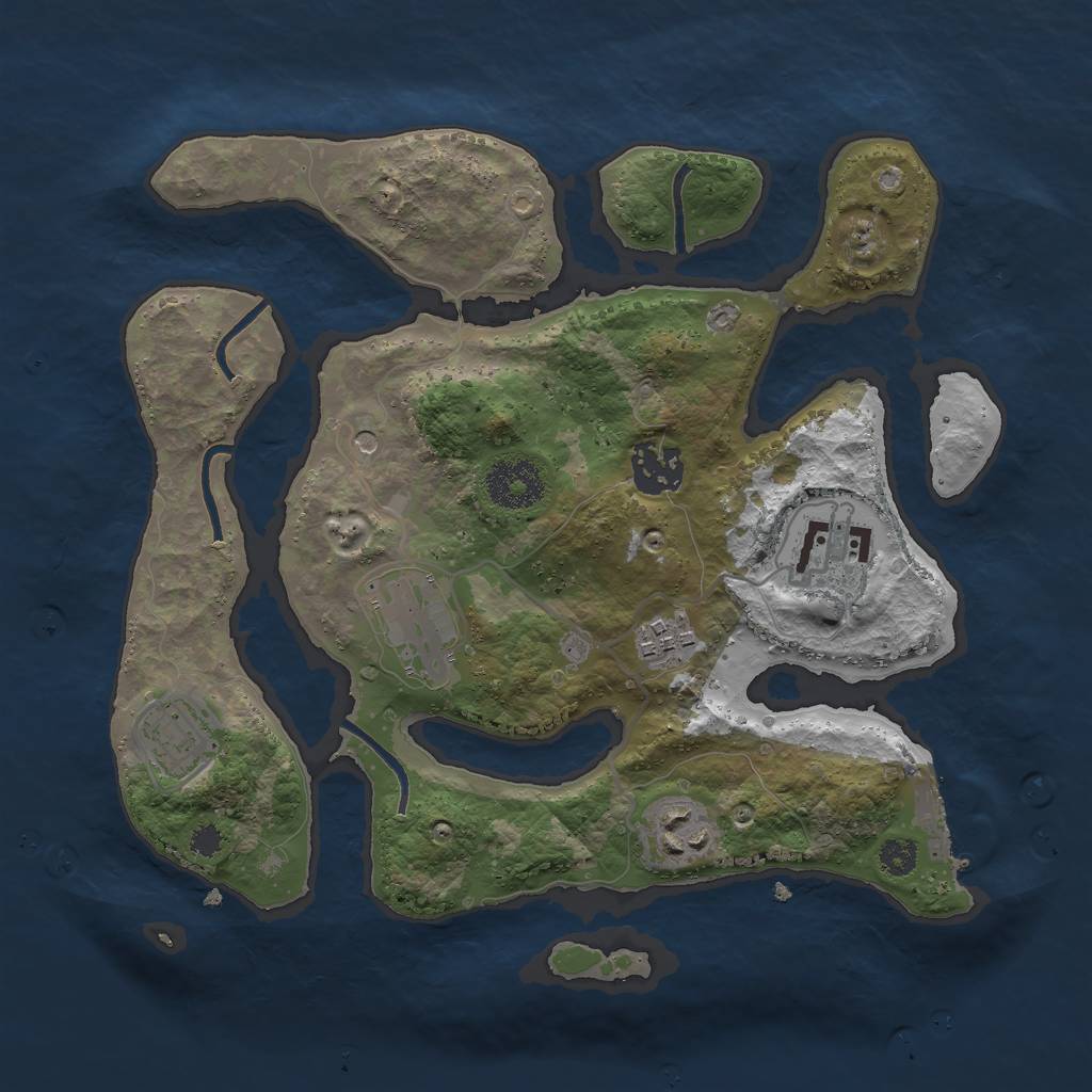 Rust Map: Procedural Map, Size: 3000, Seed: 75327, 10 Monuments