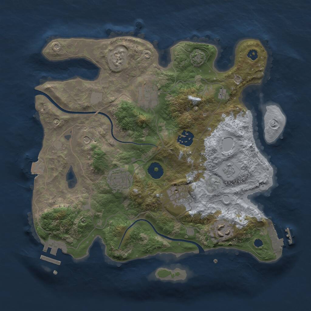 Rust Map: Procedural Map, Size: 3000, Seed: 75327, 11 Monuments