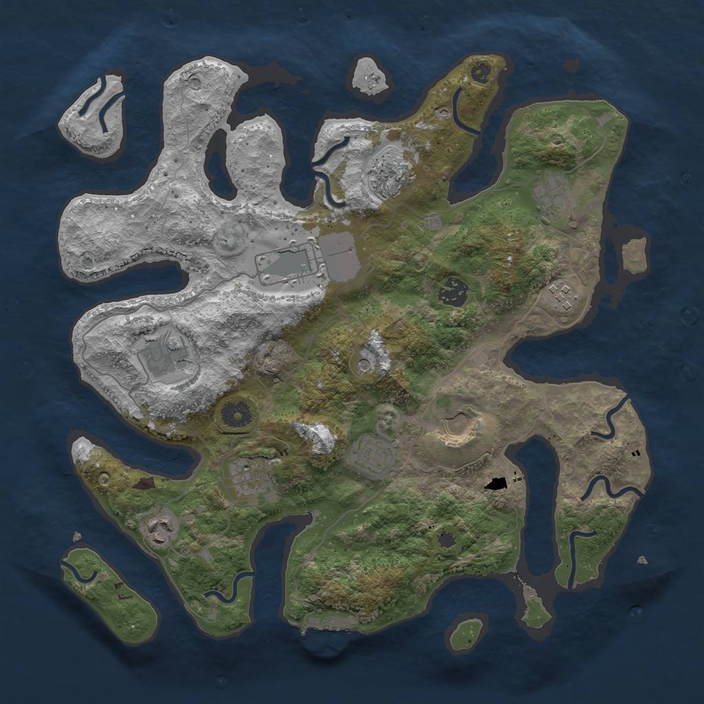 Rust Map: Procedural Map, Size: 3650, Seed: 1714501998, 14 Monuments