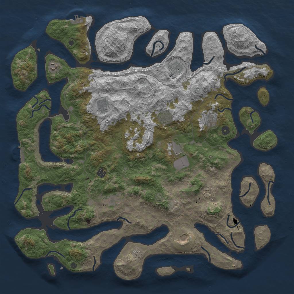 Rust Map: Procedural Map, Size: 5000, Seed: 682504556, 16 Monuments