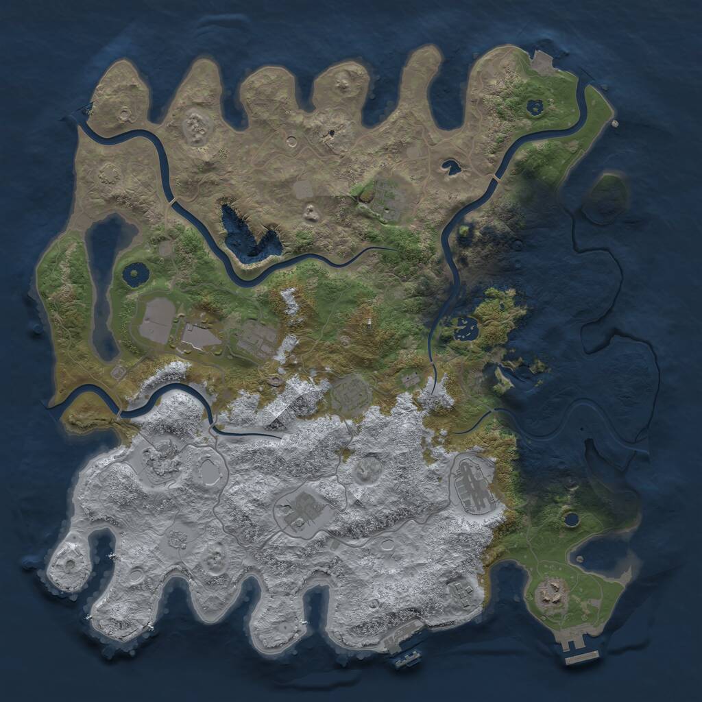 Rust Map: Procedural Map, Size: 4200, Seed: 50492, 16 Monuments