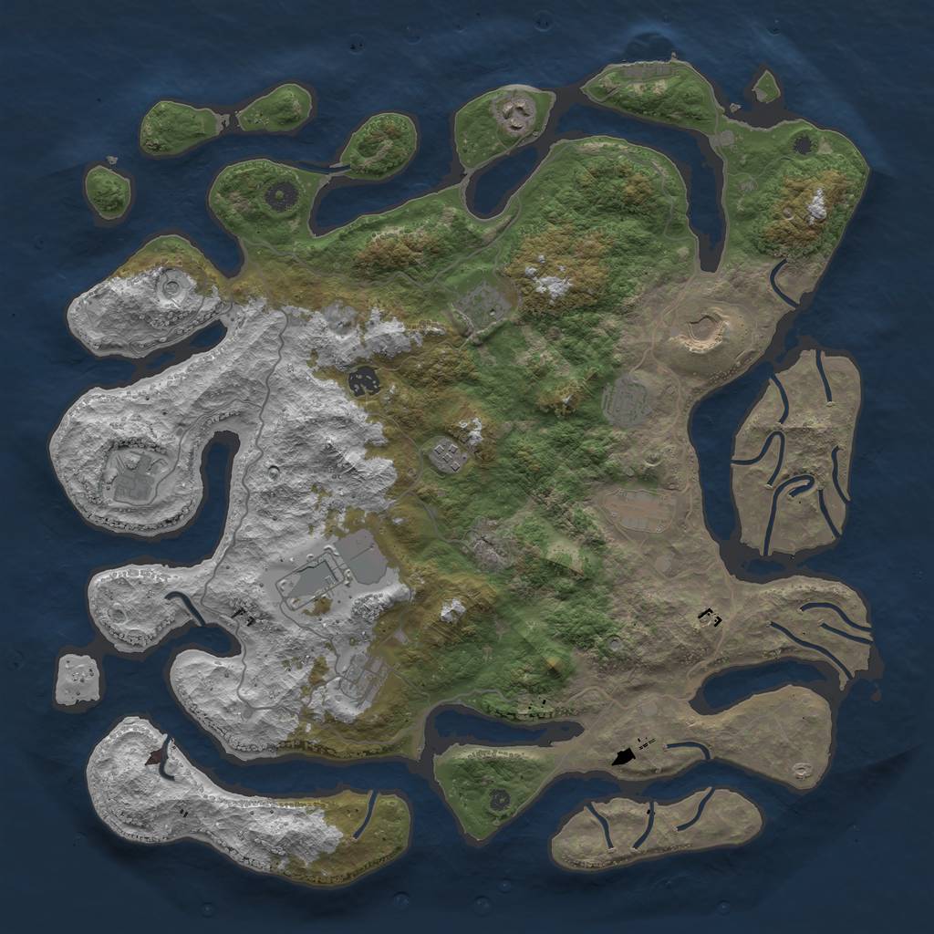 Rust Map: Procedural Map, Size: 4500, Seed: 1908043309, 14 Monuments