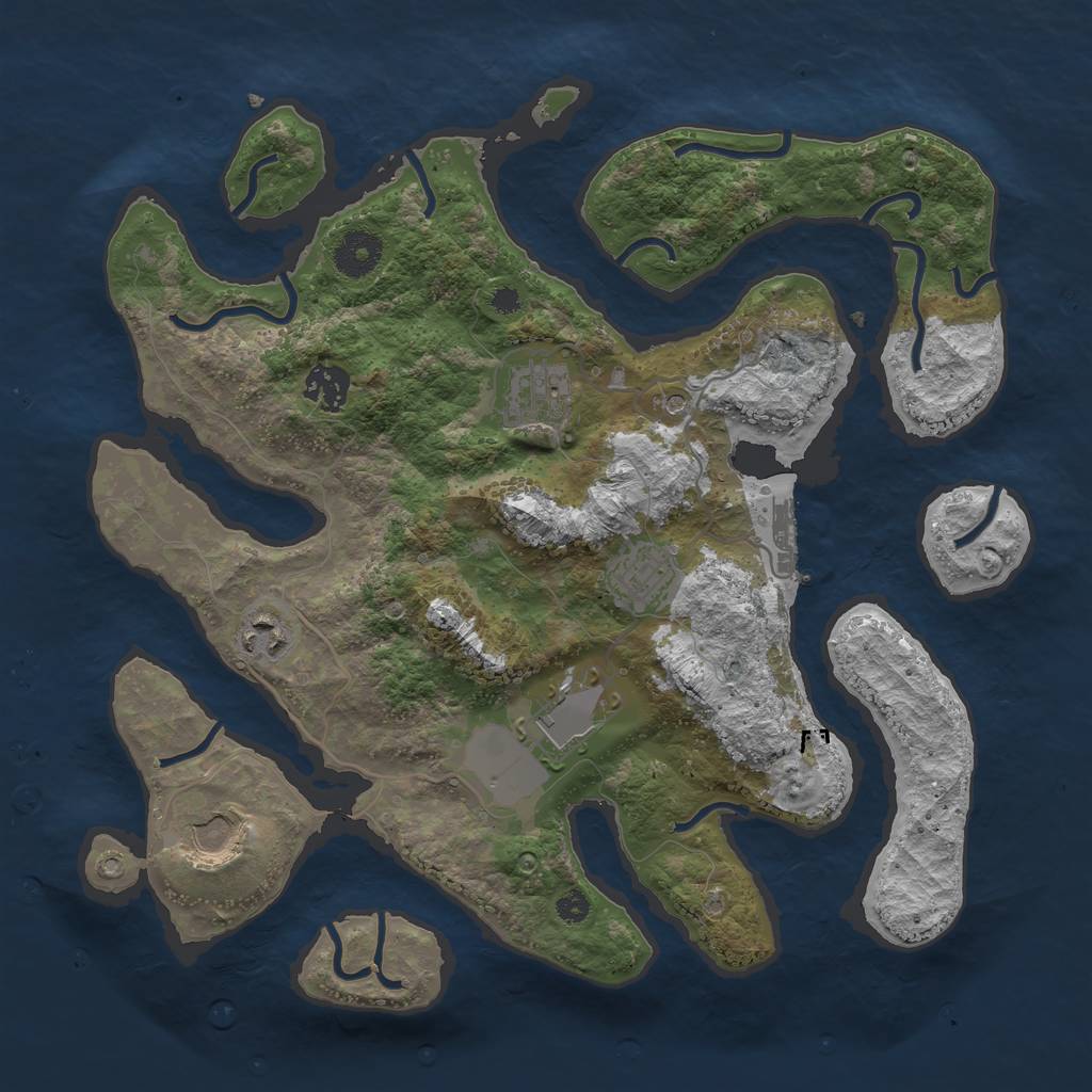 Rust Map: Procedural Map, Size: 3500, Seed: 965698659, 10 Monuments