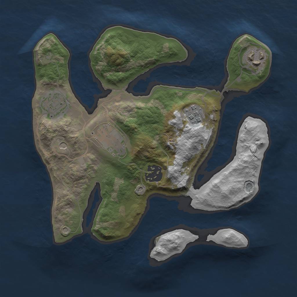 Rust Map: Barren, Size: 2500, Seed: 926954634, 8 Monuments