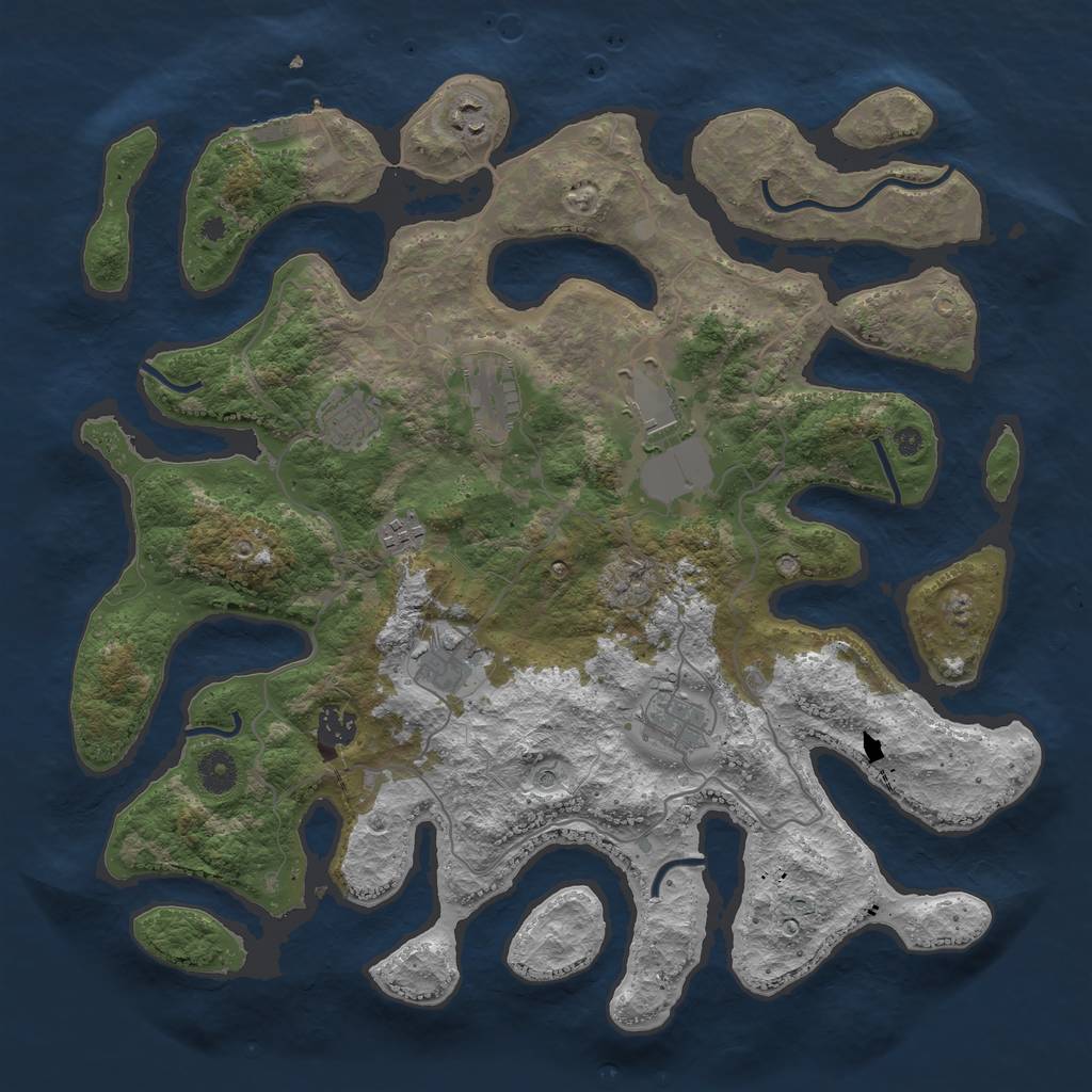 Rust Map: Procedural Map, Size: 4000, Seed: 465654654, 12 Monuments