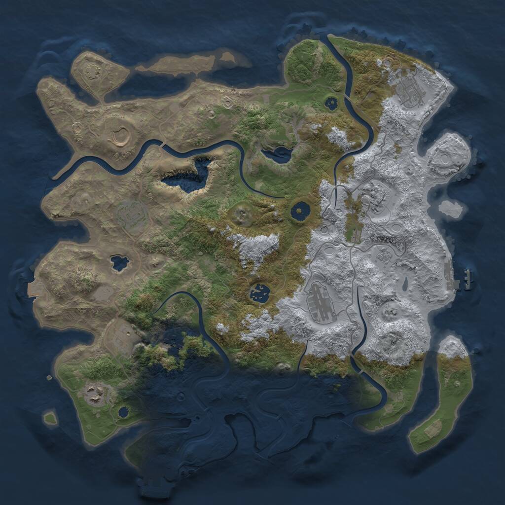 Rust Map: Procedural Map, Size: 4000, Seed: 1261360598, 15 Monuments