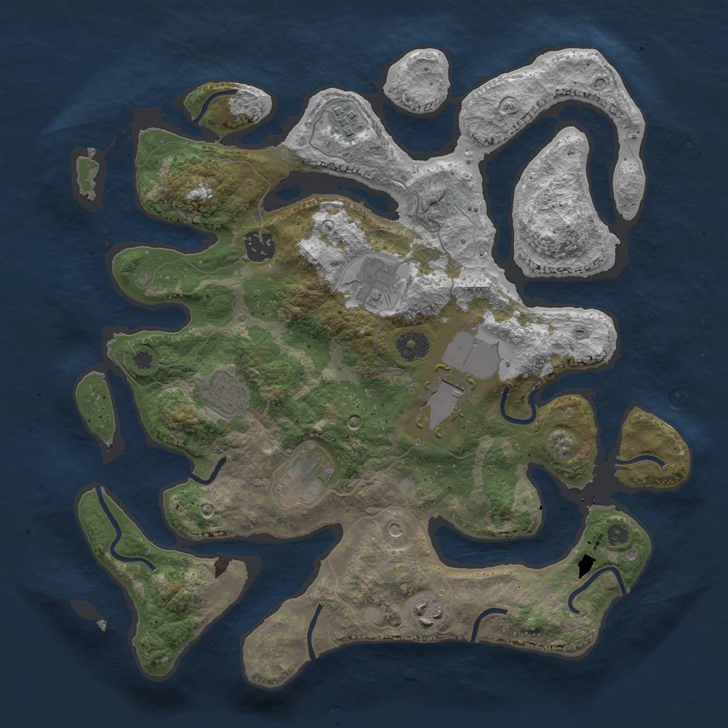 Rust Map: Procedural Map, Size: 3500, Seed: 1275689654, 10 Monuments