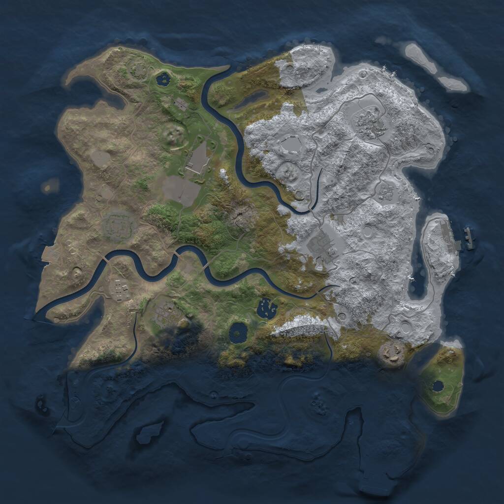 Rust Map: Procedural Map, Size: 3700, Seed: 172193274, 14 Monuments