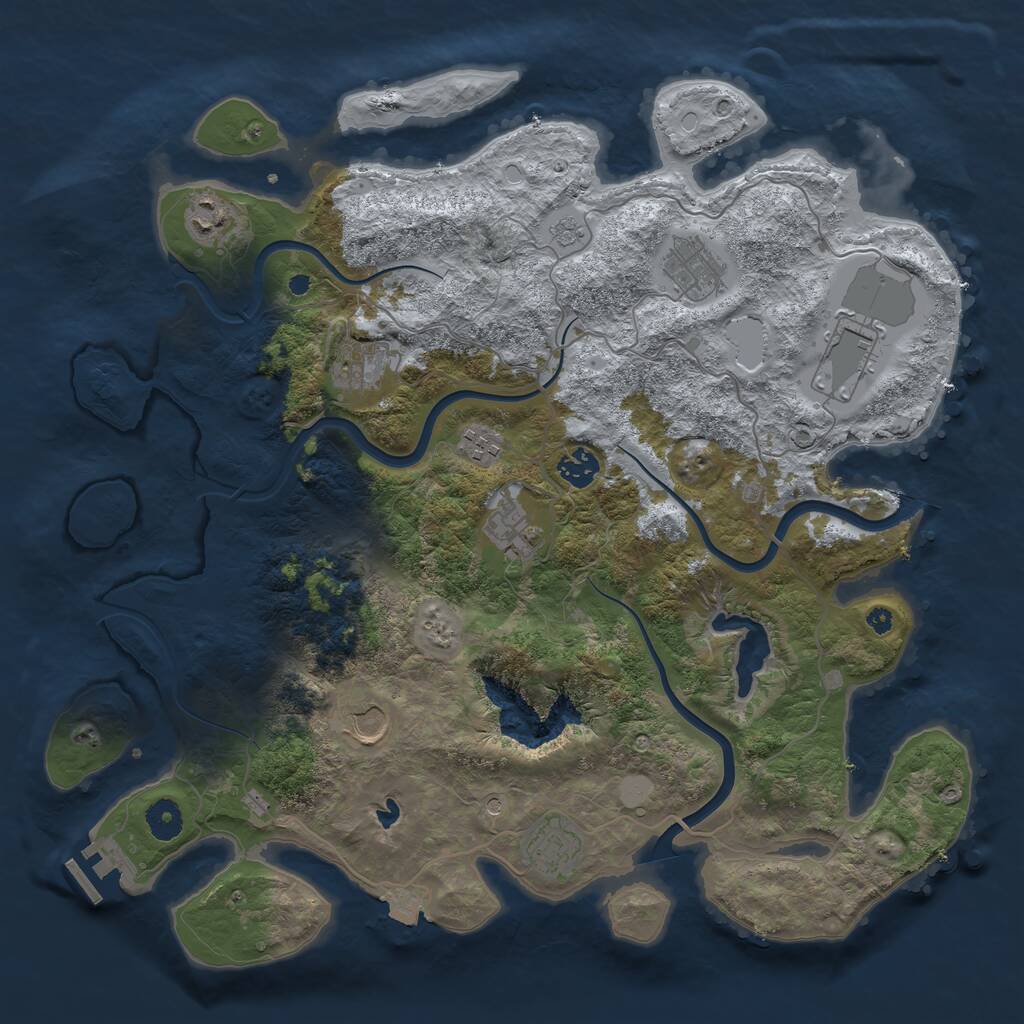 Rust Map: Procedural Map, Size: 4000, Seed: 54822140, 14 Monuments