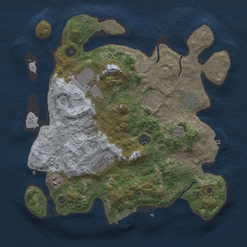 Rust Map: Procedural Map, Size: 3500, Seed: 443275, 16 Monuments