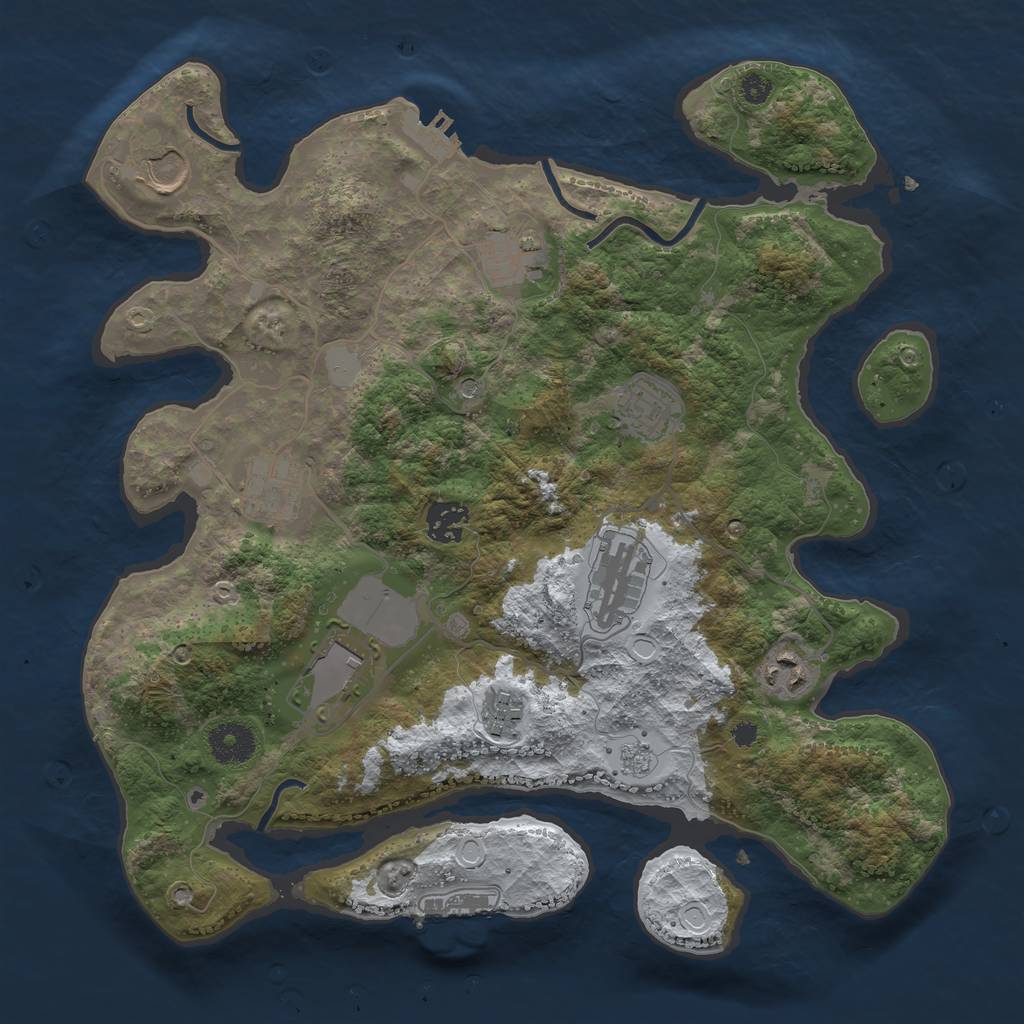 Rust Map: Procedural Map, Size: 3500, Seed: 761998, 18 Monuments