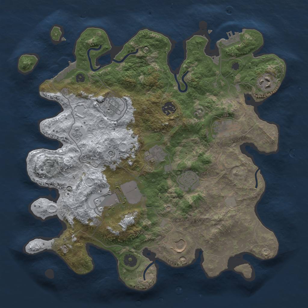 Rust Map: Procedural Map, Size: 3500, Seed: 570963, 17 Monuments