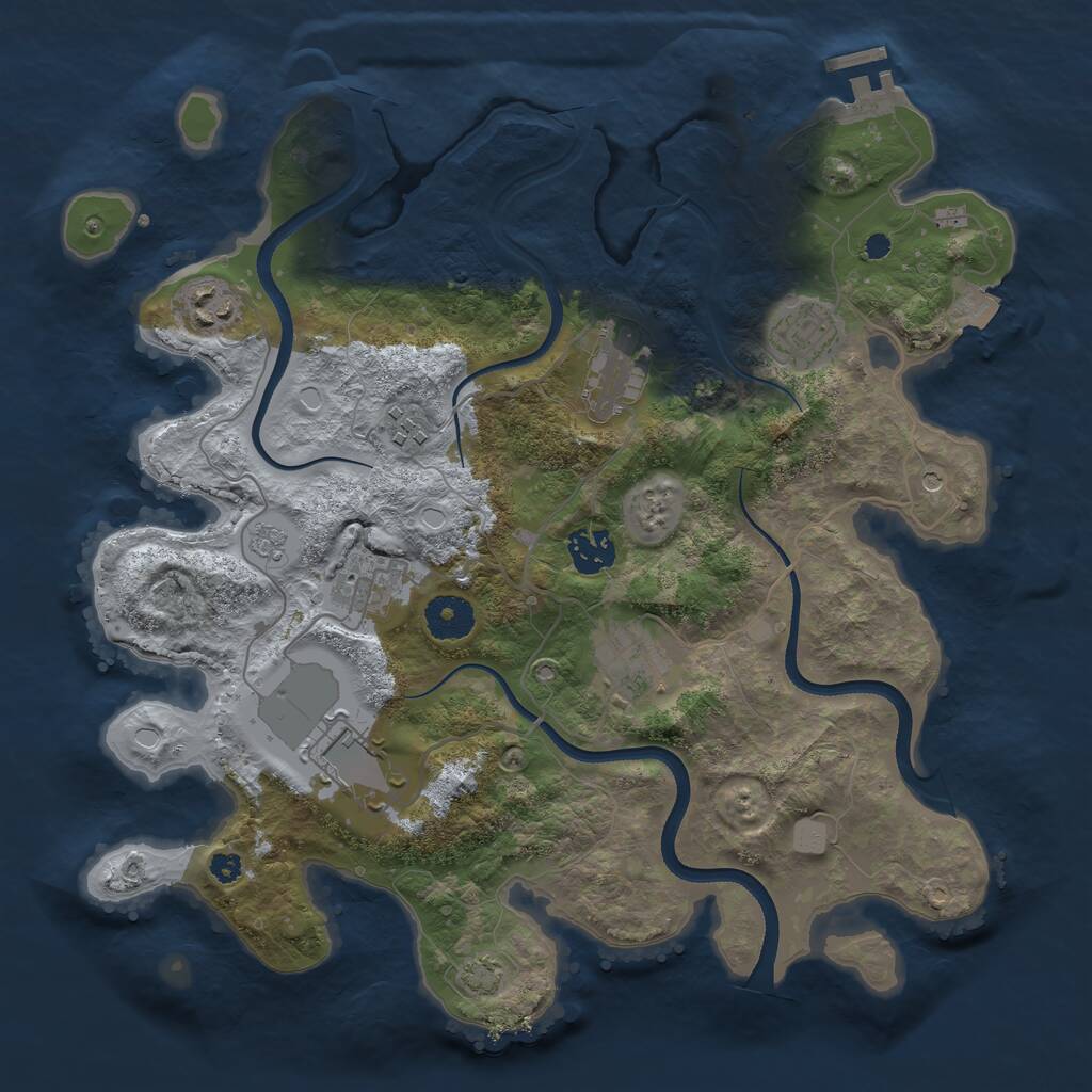 Rust Map: Procedural Map, Size: 3500, Seed: 570963, 13 Monuments