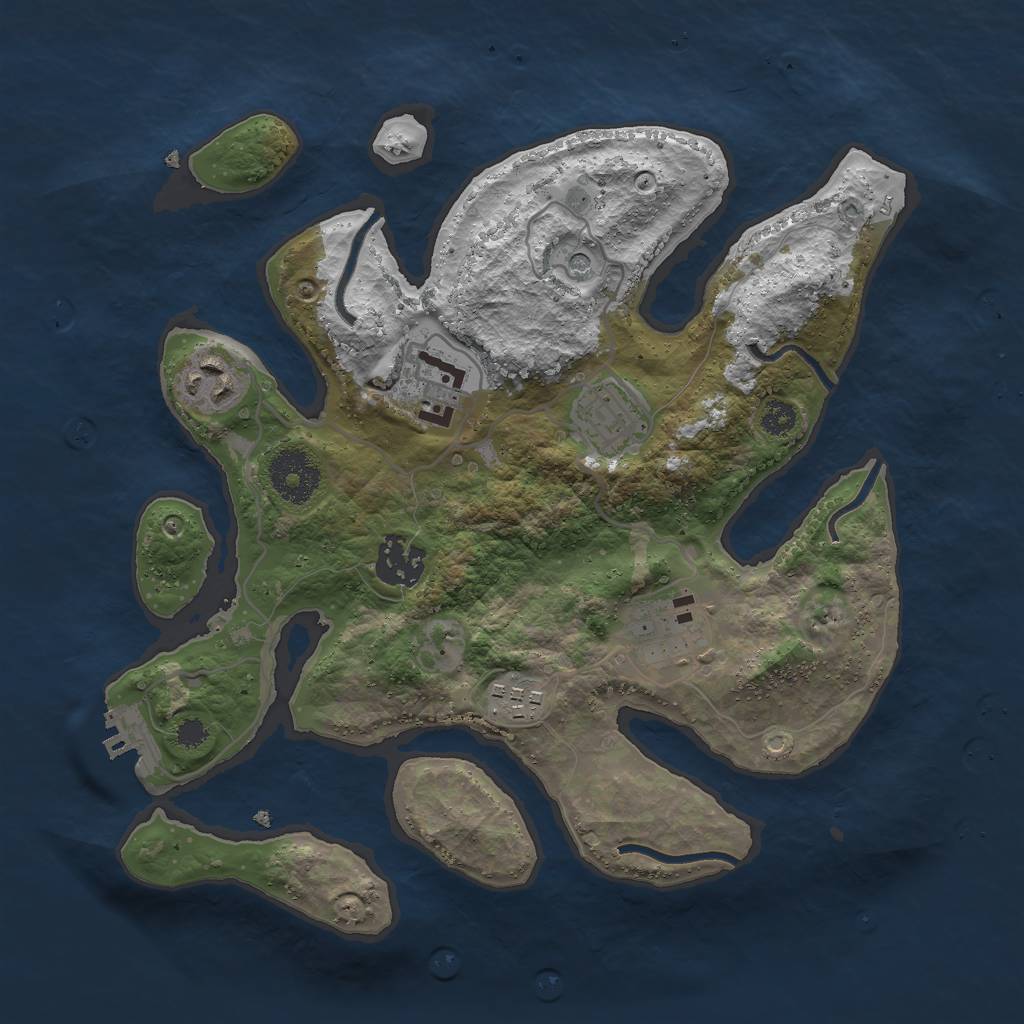 Rust Map: Procedural Map, Size: 3000, Seed: 492251935, 10 Monuments