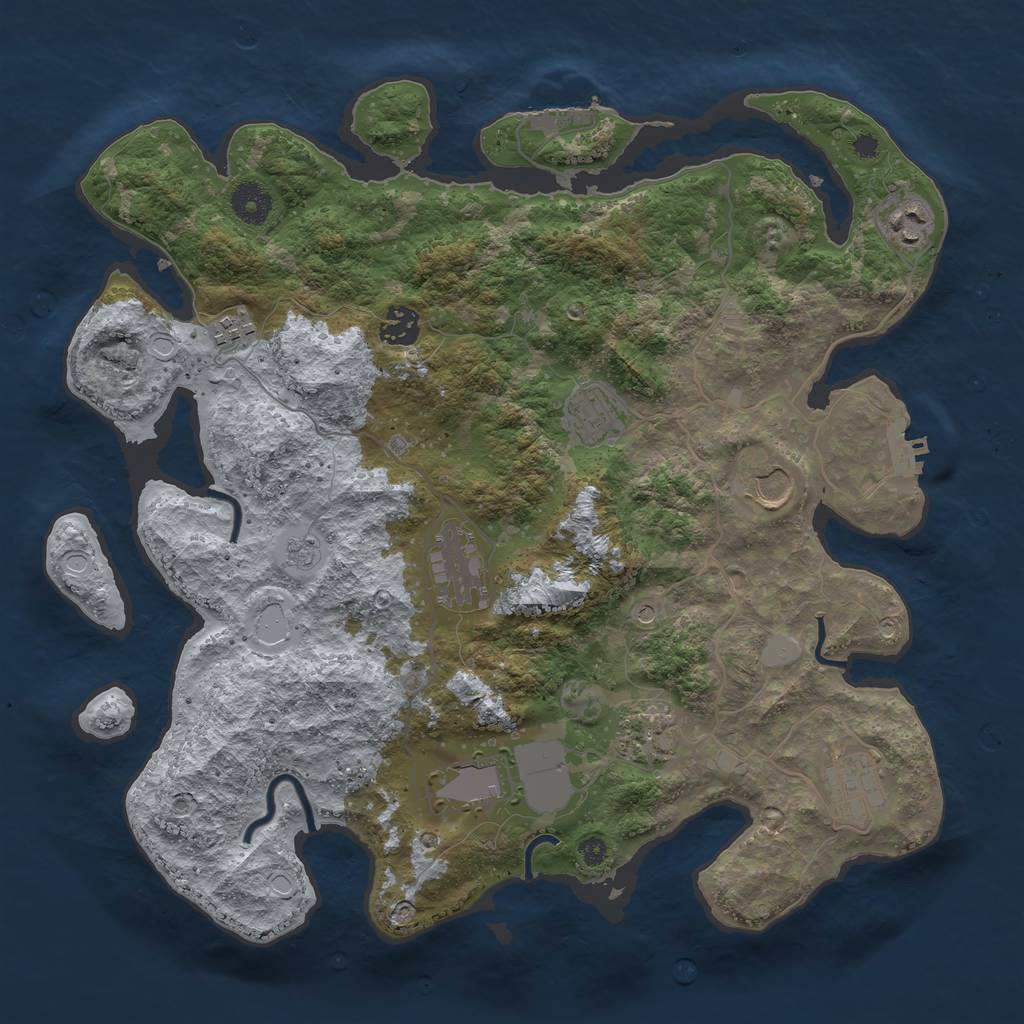 Rust Map: Procedural Map, Size: 3750, Seed: 19876, 18 Monuments