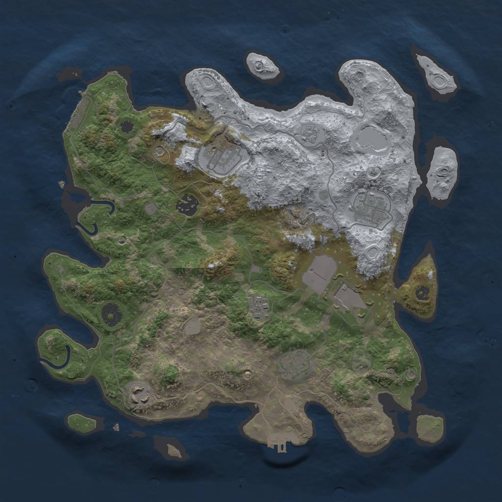 Rust Map: Procedural Map, Size: 3500, Seed: 872332311, 16 Monuments