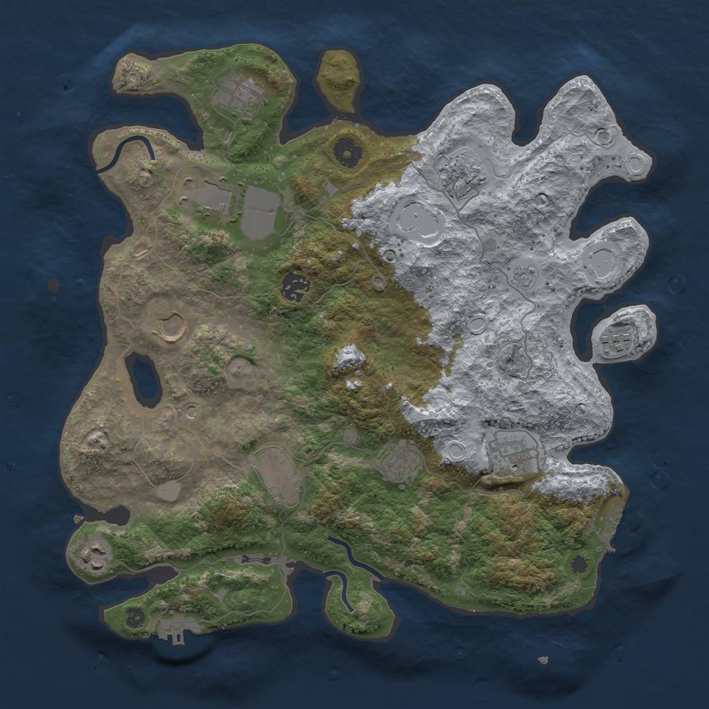 Rust Map: Procedural Map, Size: 3700, Seed: 1180812616, 19 Monuments