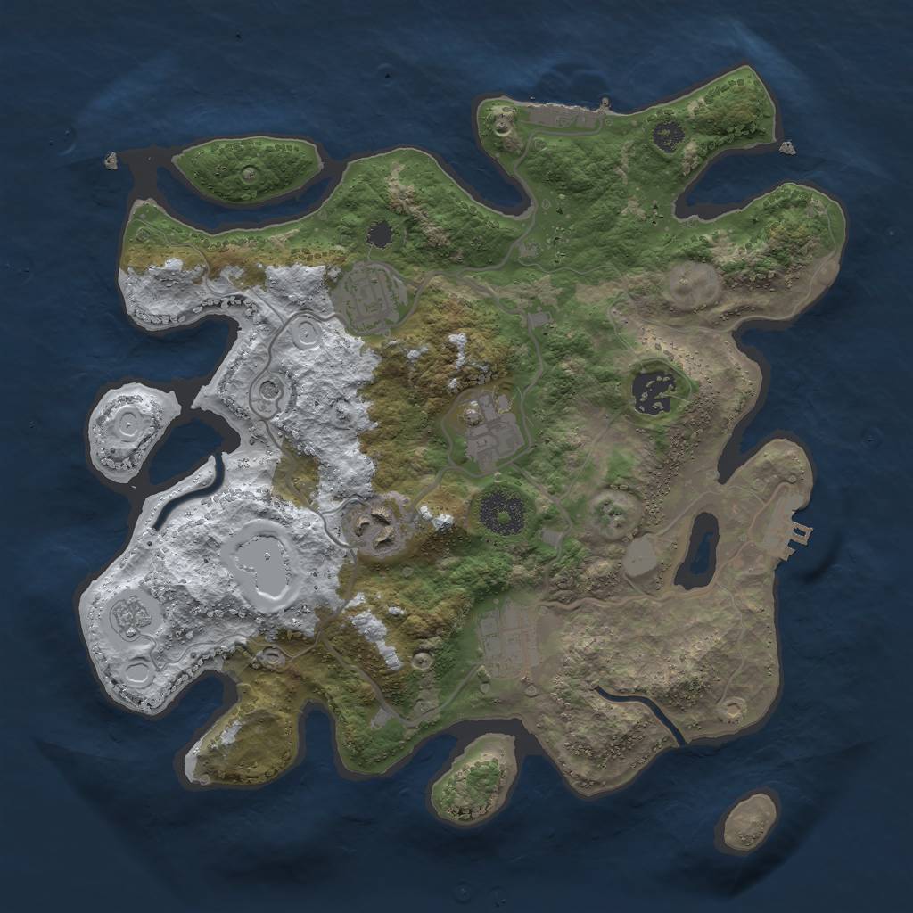 Rust Map: Procedural Map, Size: 3000, Seed: 2015862243, 14 Monuments