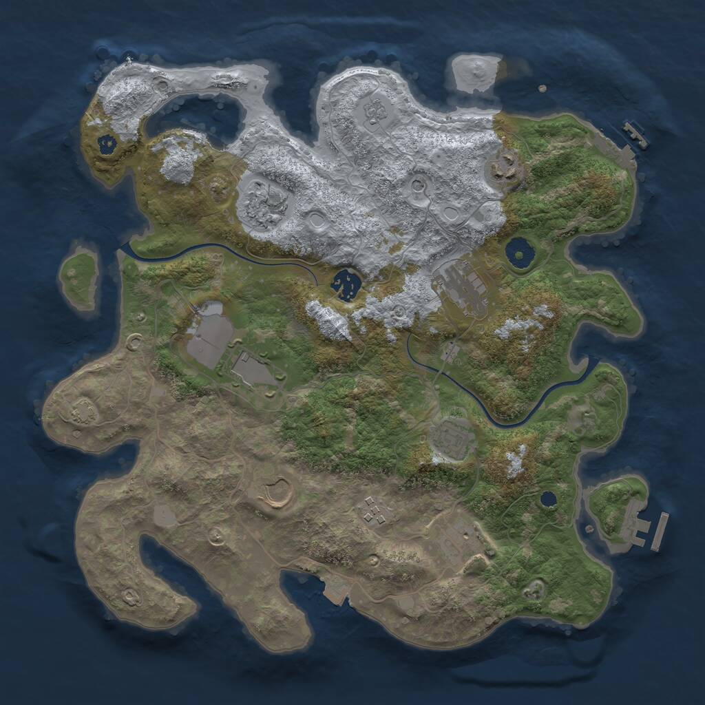 Rust Map: Procedural Map, Size: 3600, Seed: 1220901377, 15 Monuments