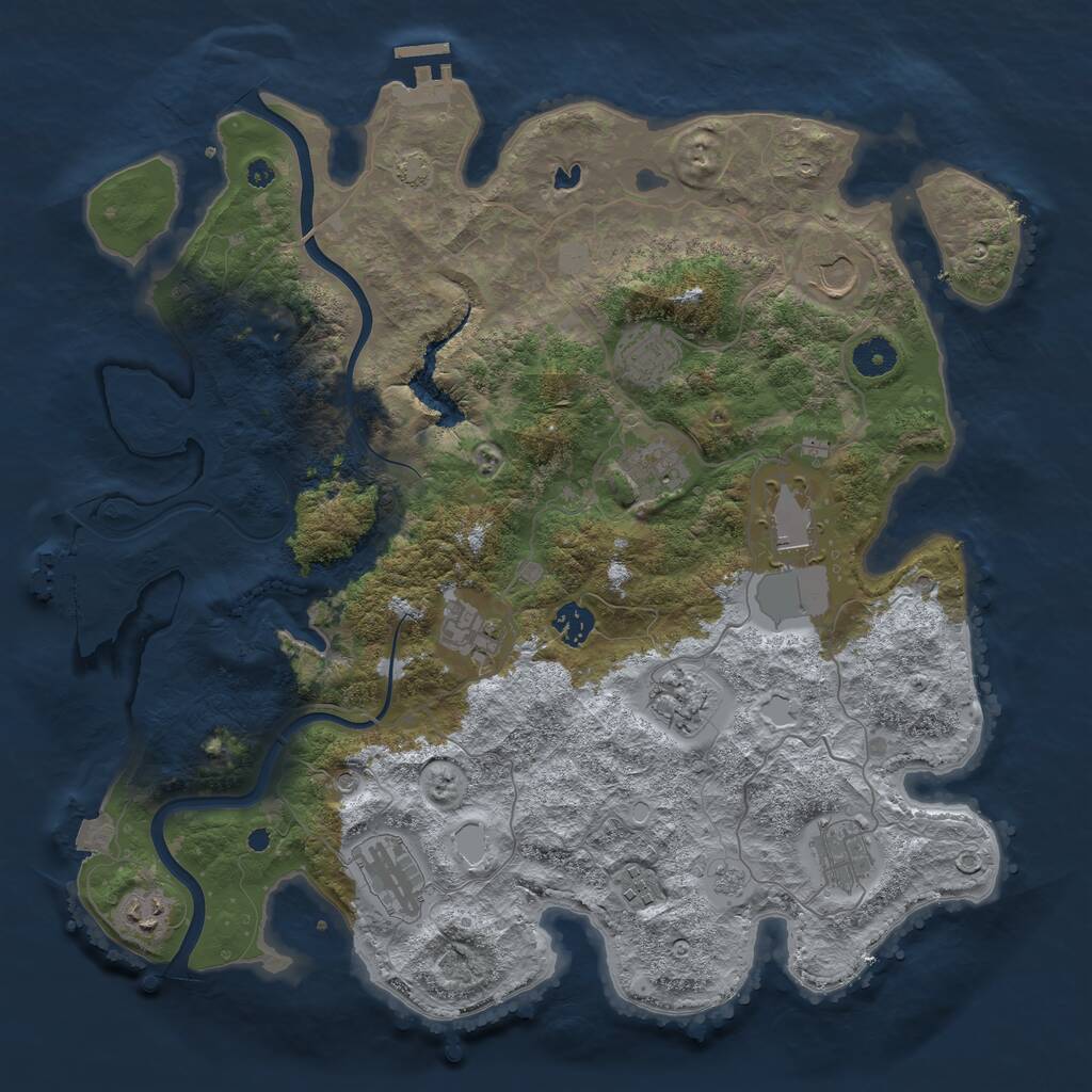 Rust Map: Procedural Map, Size: 4000, Seed: 273637, 17 Monuments