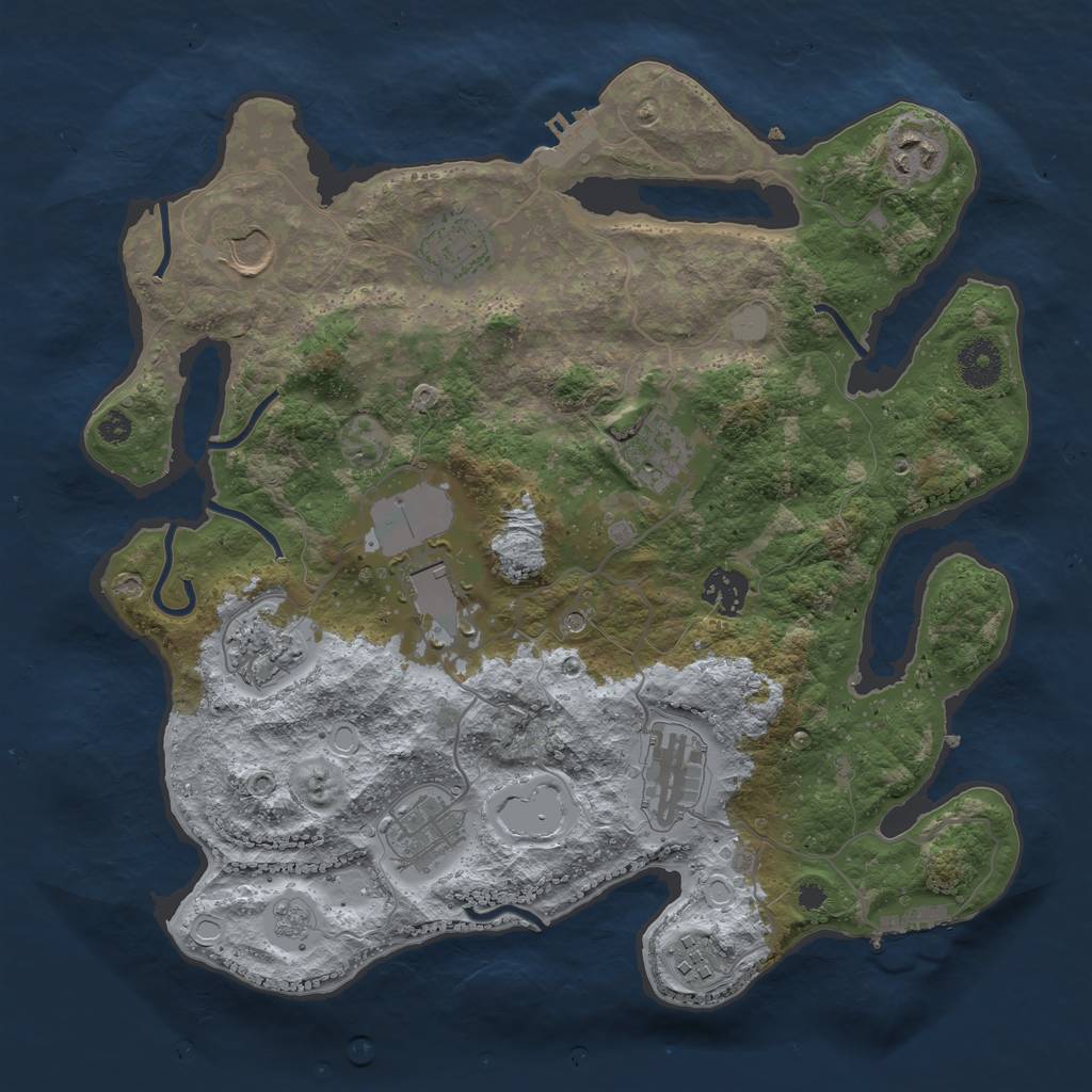 Rust Map: Procedural Map, Size: 3500, Seed: 466688, 19 Monuments