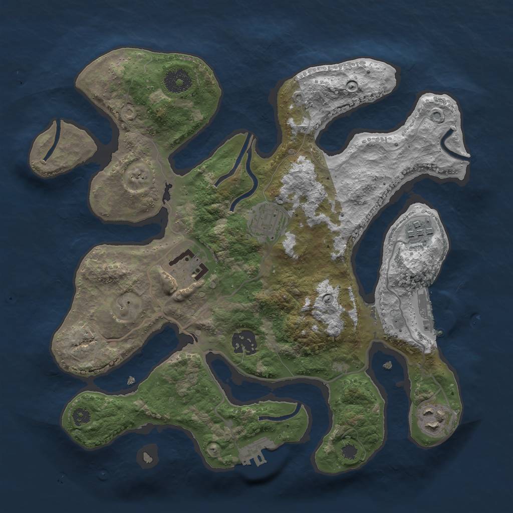 Rust Map: Procedural Map, Size: 3000, Seed: 1292971409, 9 Monuments