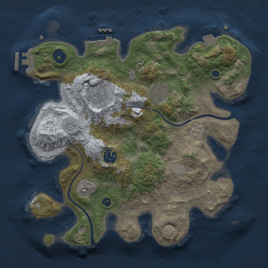 Rust Map: Procedural Map, Size: 3000, Seed: 121886396, 10 Monuments