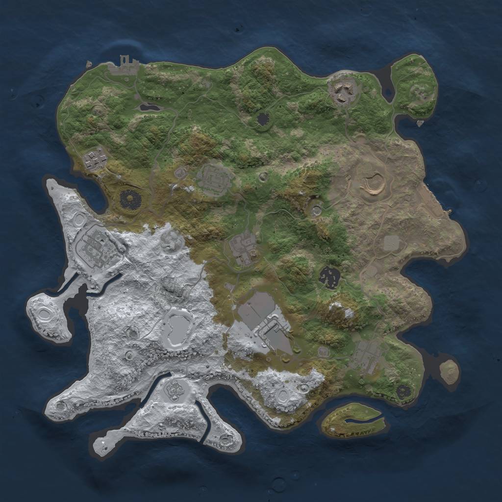 Rust Map: Procedural Map, Size: 3500, Seed: 1370762248, 18 Monuments