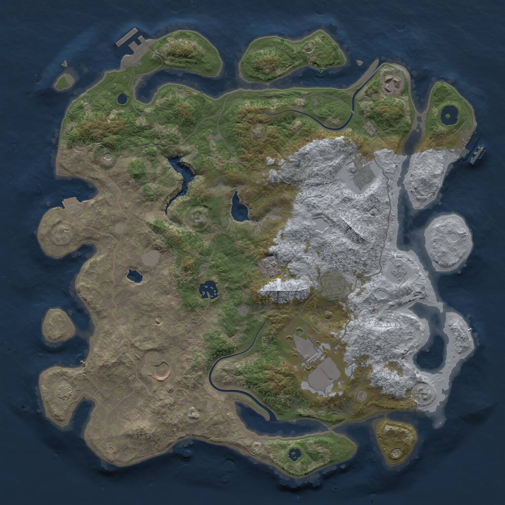 Rust Map: Procedural Map, Size: 4000, Seed: 405223128, 13 Monuments
