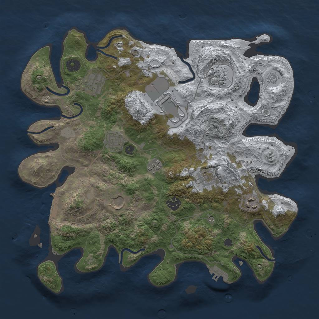 Rust Map: Procedural Map, Size: 3500, Seed: 2069271137, 18 Monuments