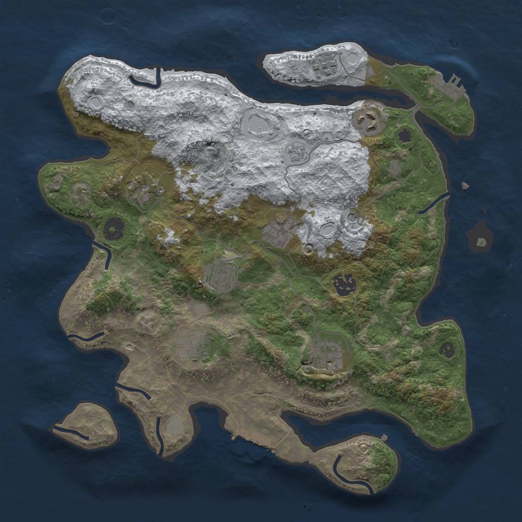 Rust Map: Procedural Map, Size: 3444, Seed: 21321323, 17 Monuments