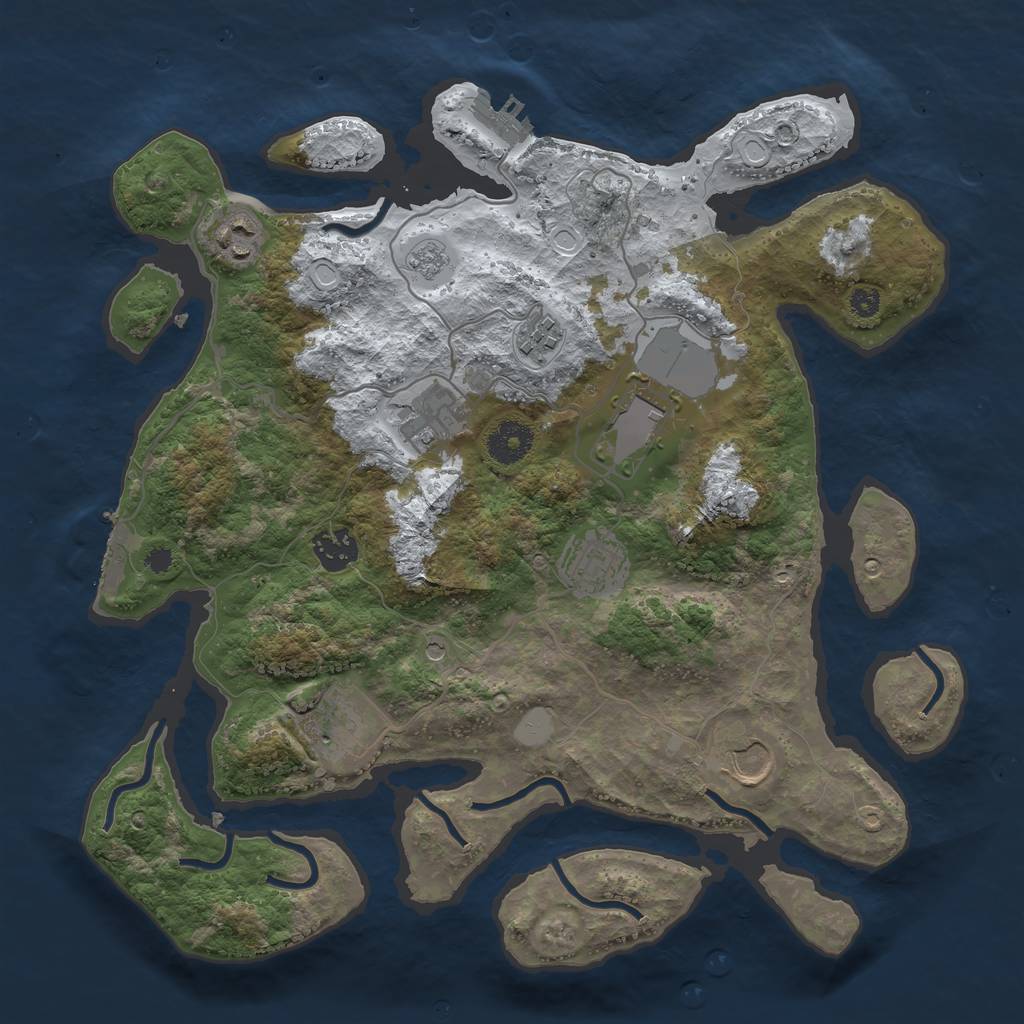 Rust Map: Procedural Map, Size: 3500, Seed: 566055, 17 Monuments