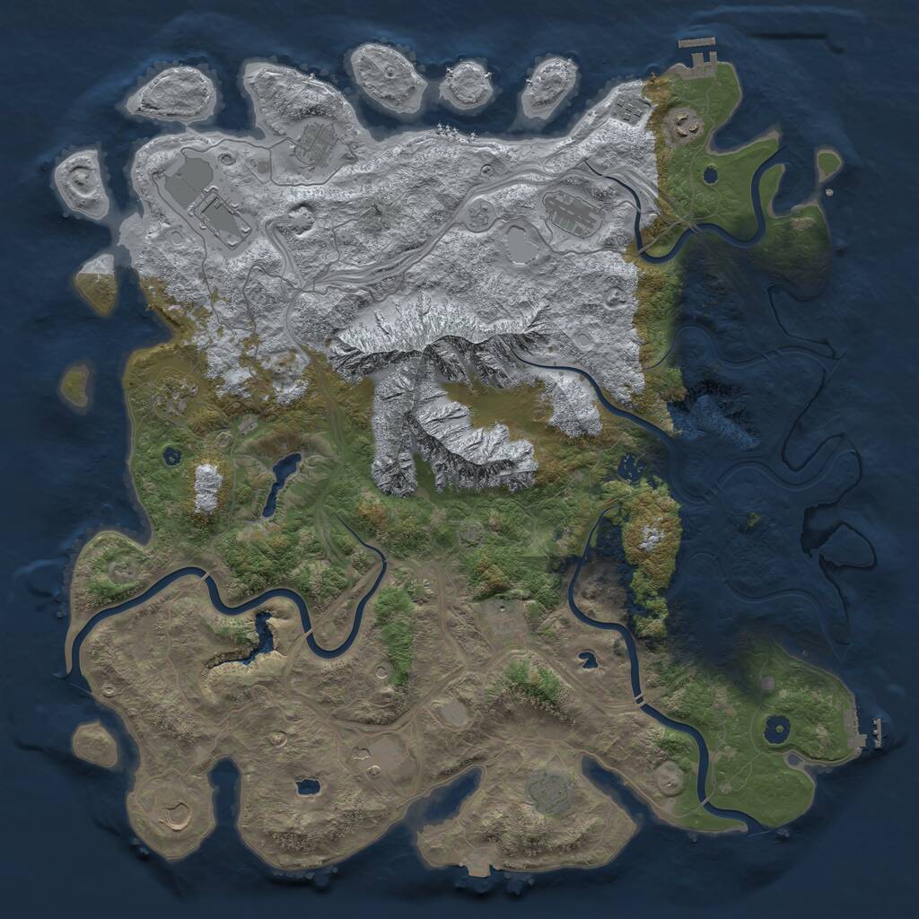 Rust Map: Procedural Map, Size: 5000, Seed: 987456, 17 Monuments
