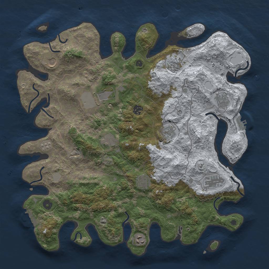 Rust Map: Procedural Map, Size: 4200, Seed: 523463, 20 Monuments