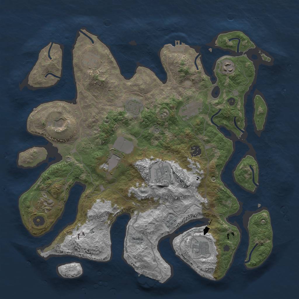 Rust Map: Procedural Map, Size: 4000, Seed: 689017, 16 Monuments
