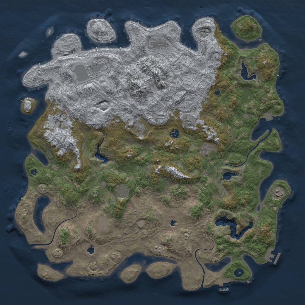 Rust Map: Procedural Map, Size: 5000, Seed: 1616161616, 16 Monuments