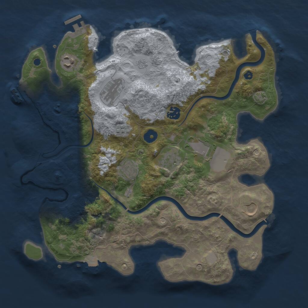 Rust Map: Procedural Map, Size: 3500, Seed: 1060829768, 14 Monuments