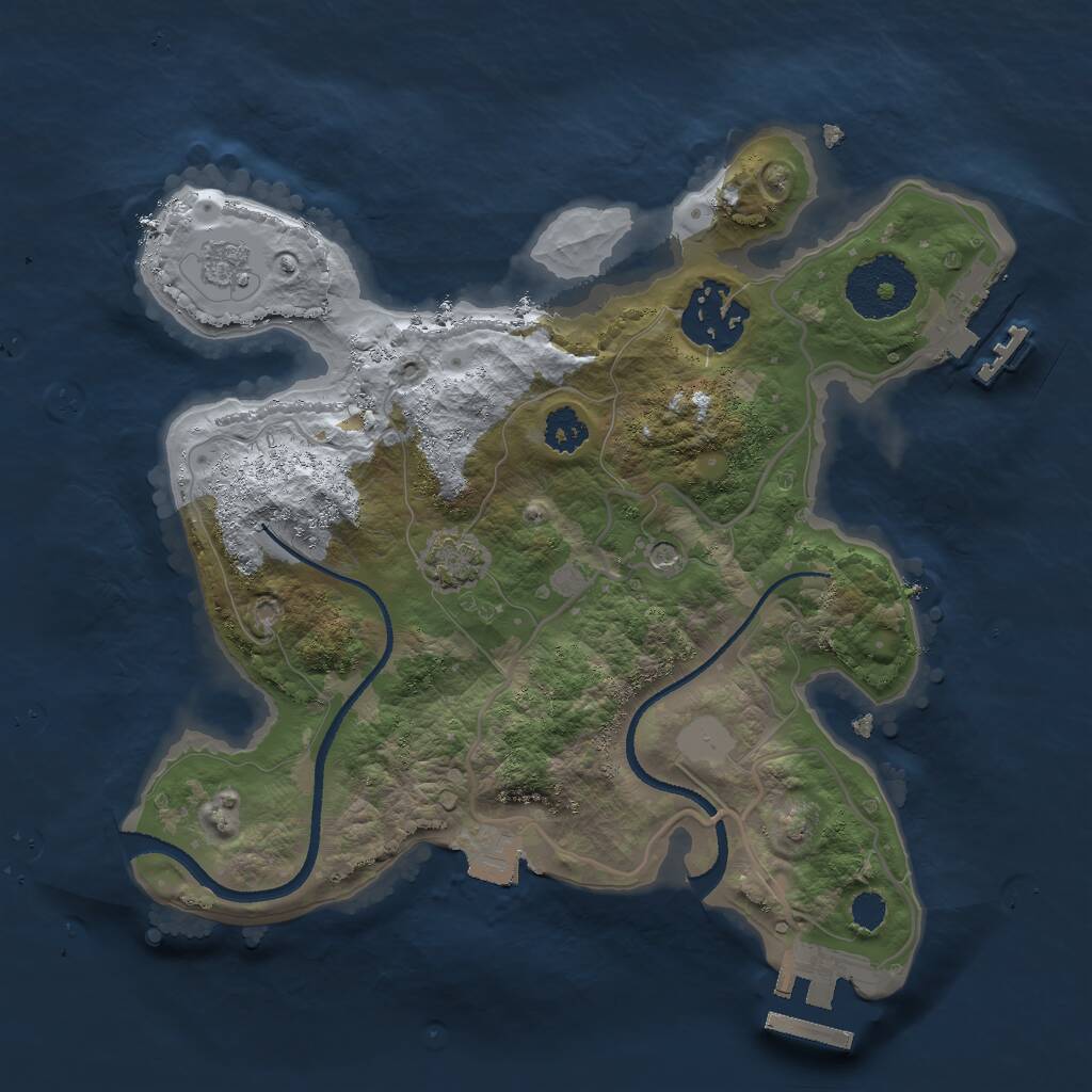 Rust Map: Procedural Map, Size: 2500, Seed: 350819, 7 Monuments