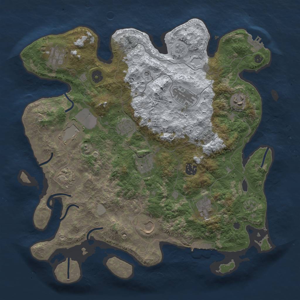 Rust Map: Procedural Map, Size: 3750, Seed: 480365515, 20 Monuments