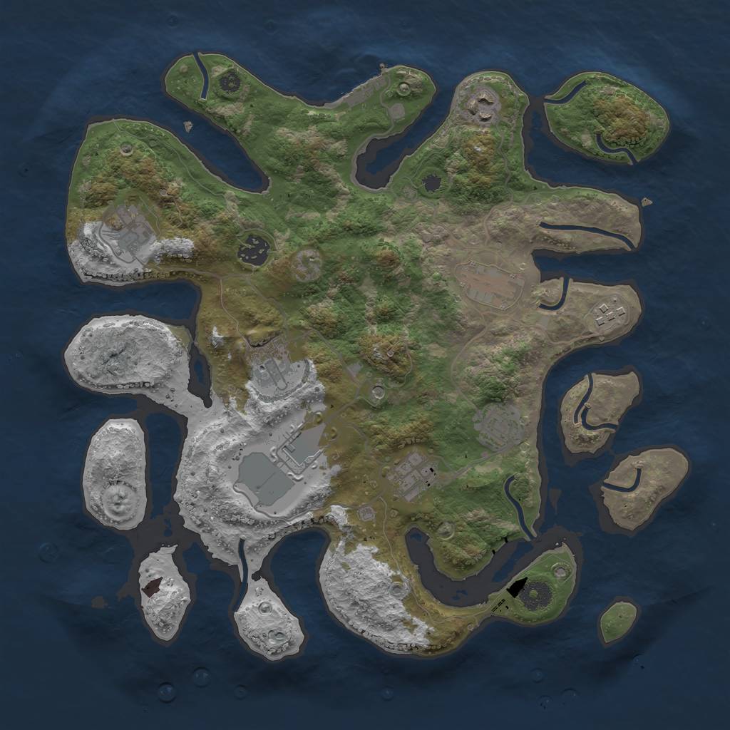 Rust Map: Procedural Map, Size: 3600, Seed: 2805, 13 Monuments