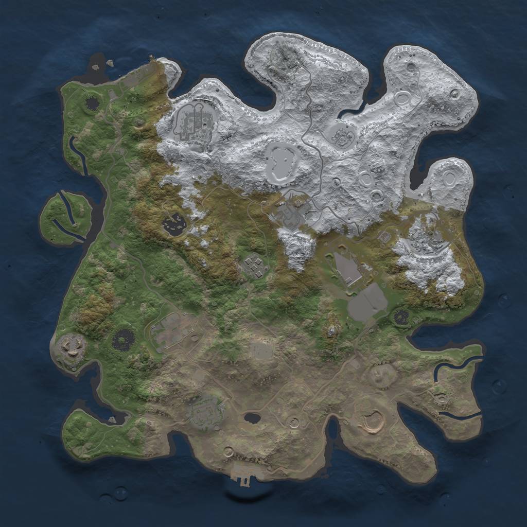 Rust Map: Procedural Map, Size: 3500, Seed: 79344017, 19 Monuments