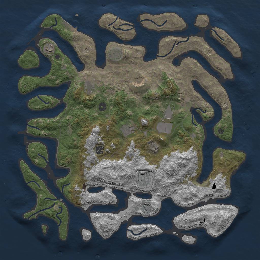 Rust Map: Procedural Map, Size: 4500, Seed: 1891407544, 13 Monuments