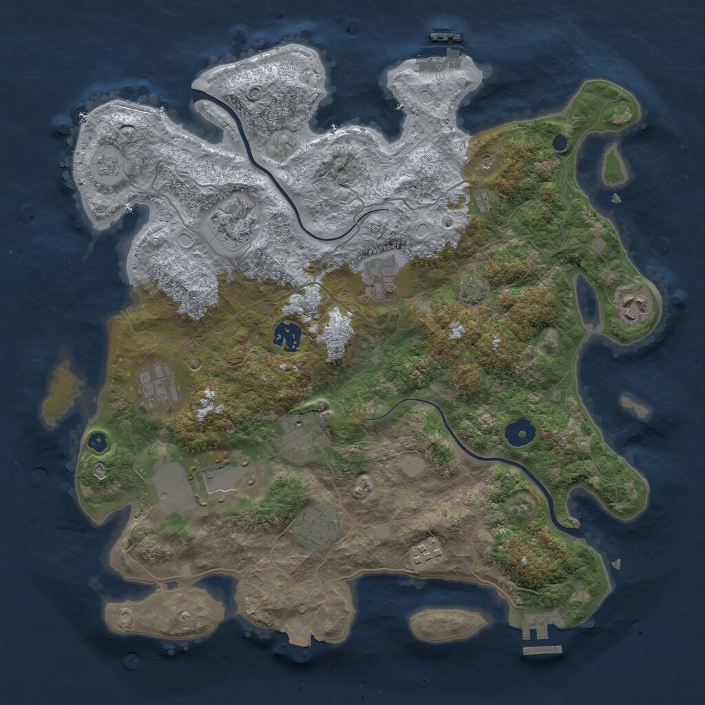 Rust Map: Procedural Map, Size: 3700, Seed: 253647240, 15 Monuments