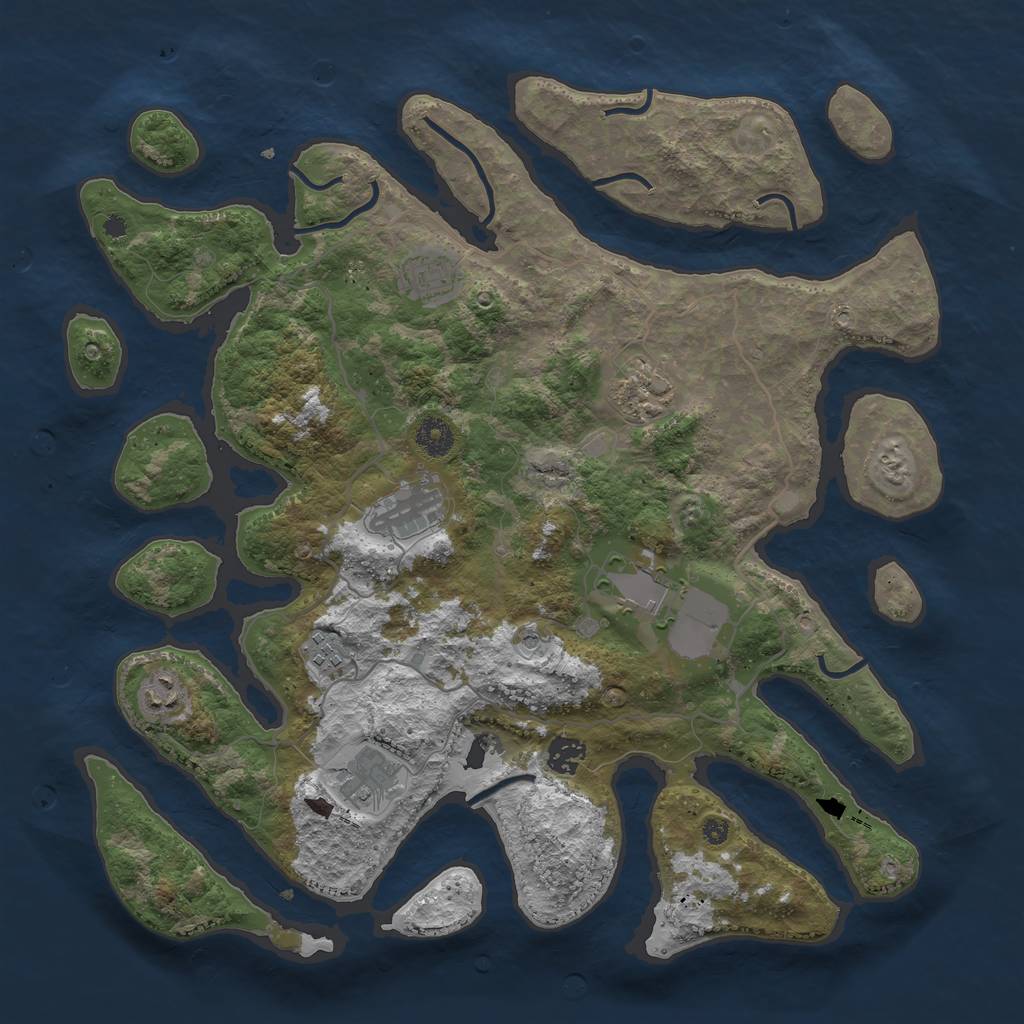 Rust Map: Procedural Map, Size: 4000, Seed: 551150586, 11 Monuments